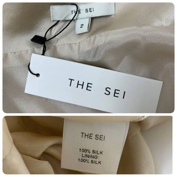 The Sei Cut Out Ruched Mini Dress Size 2 Bone Silk Satin Sheen - Picture 8 of 12